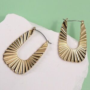 Etched sunray hoop gold plated earrings
